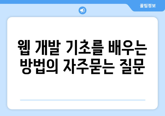 웹 개발 기초를 배우는 방법